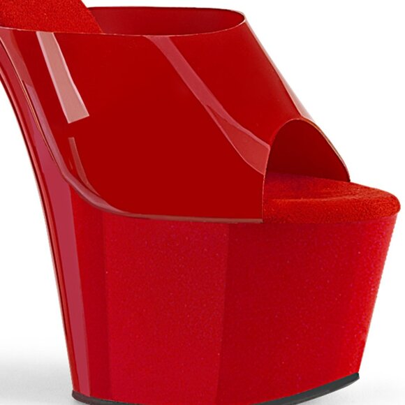 Vibrant Red Platform Mules | Striking High Heel Slides for Bold Style - Picture 4 of 4
